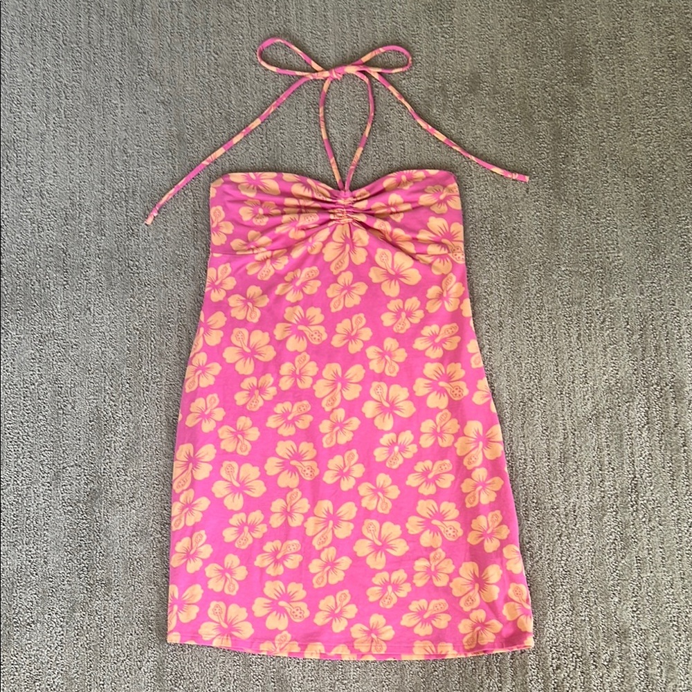 Hollister Pink Floral Halter Dress